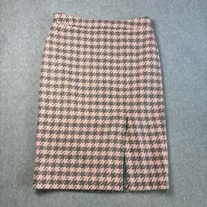Talbots Pink & Gray Wool Blend Lined Pencil Skirt Women's Size 4 Houndstooth